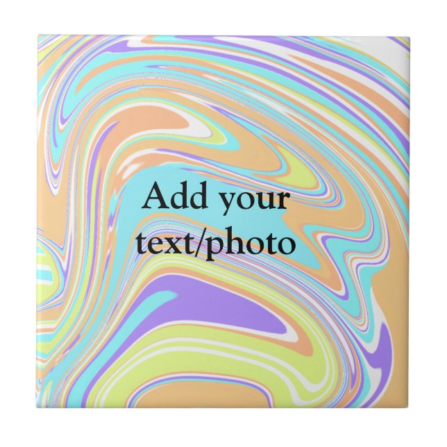 Simple pink blue orange yellow abstract add name t tile (Front)