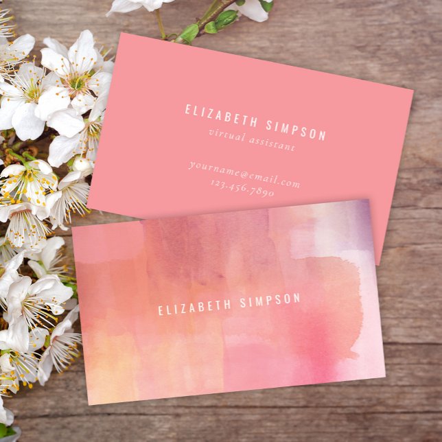 Simple Pink Blush Minimal Watercolor Business Card (Creator Uploaded)
