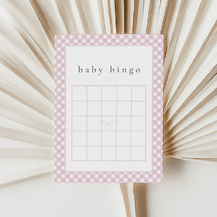 Simple Pink Bow Baby Bingo Game Card
