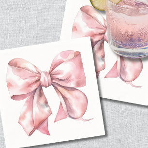 Simple Pink Bow Baby Shower Napkin