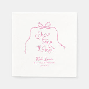 Simple Pink Bow Bridal Shower Napkin