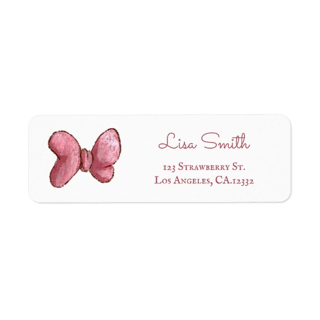 Simple Pink Bow Return Address (Front)