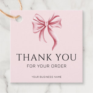 Simple Pink Bow Thank You Business Favour Tags