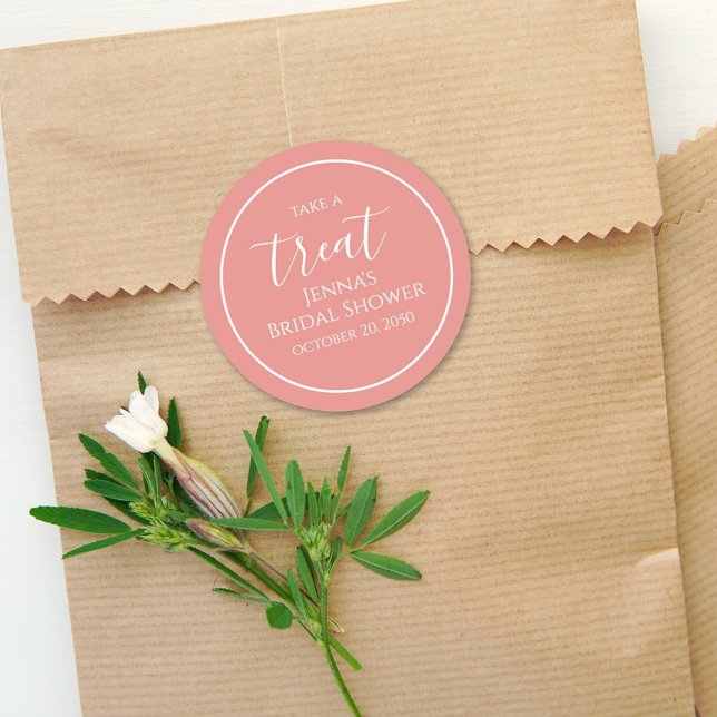 Simple Pink Bridal Shower Calligraphy Watercolor Classic Round Sticker (Creator Uploaded)