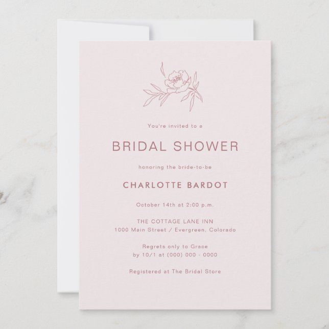 Simple Pink Bridal Shower Invitation (Front)