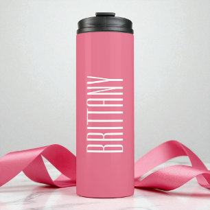 Simple Pink Bridesmaid Personalised Name Minimal Thermal Tumbler