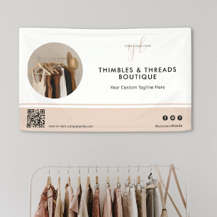 Simple Pink Business Logo Event Marketing QR Photo Banner