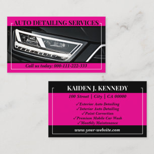 Simple Pink Car Service Detailing Photo Template Business Card