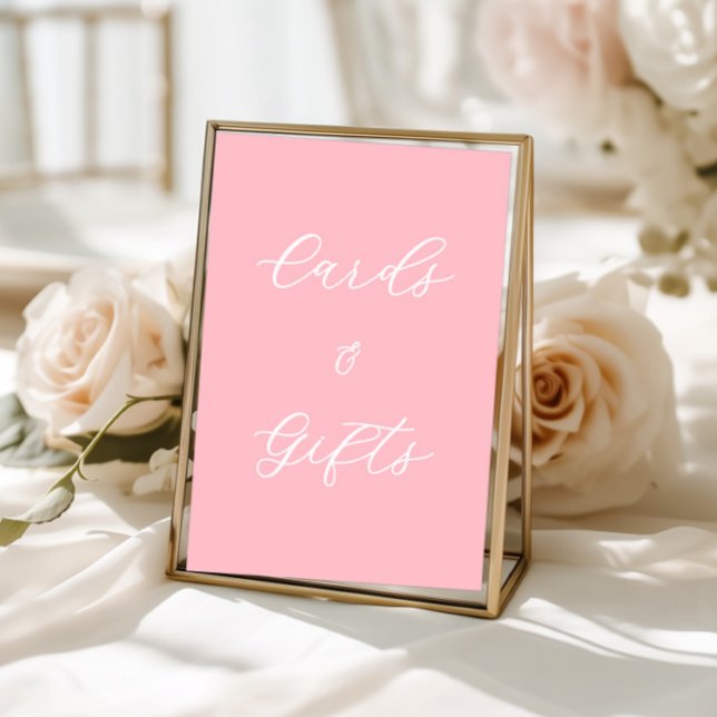 Simple Pink Cards & Gifts Table Sign (cards and gifts sign, pink decor, wedding reception, bridal shower, baptism party, simple minimalist)