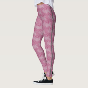 Simple Pink Chequered Ceramic Tiles with Lines Leggings
