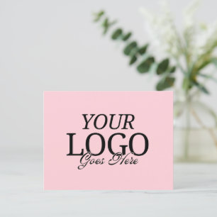 Simple Pink Company Logo With QR Code Business Postcard