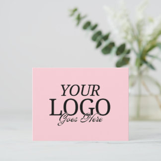 Simple Pink Company Logo With QR Code Business  Postcard