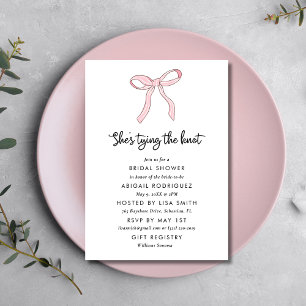 Simple Pink Coquette Bow Bridal Shower  Invitation