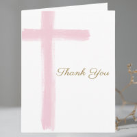 Simple Pink Cross First Holy Communion Folded 