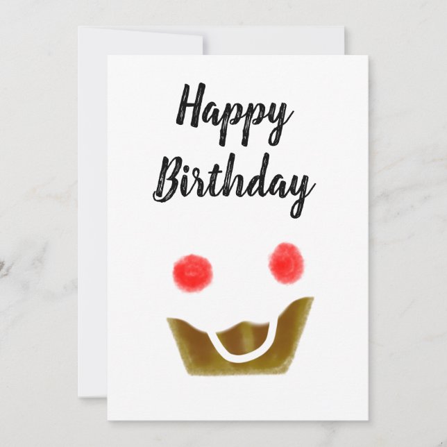 simple pink cupcake elegant happy birthday (Front)