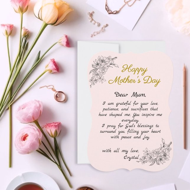 Simple Pink Custom Letter Mother’s Day Card (Creator Uploaded)