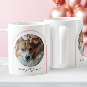 Simple Pink Dog Lover Photo Valentine's Day Name Coffee Mug