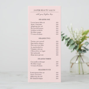 Simple Pink Elegant Modern Business Price List