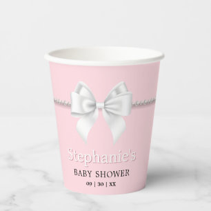 Simple Pink Fancy Tiffany Theme Baby Shower Paper Cups
