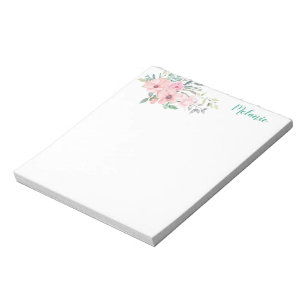 Simple Pink Floral and Botanicals Arrangement Notepad