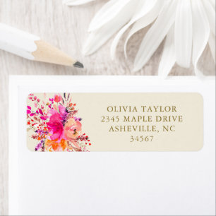 Simple Pink Floral Bridal Shower Return Address