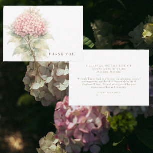 Simple Pink Floral Funeral Bereavement Thank You Card
