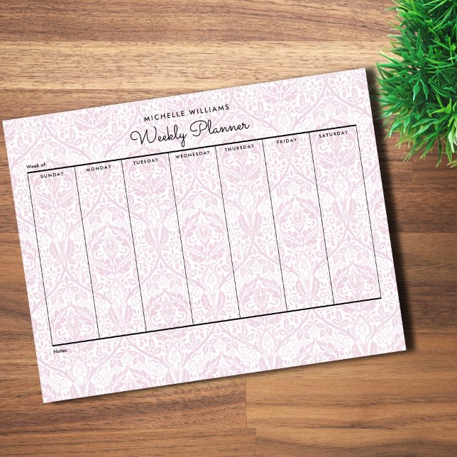 Simple Pink Floral Weekly Planner Notepad (Creator Uploaded)