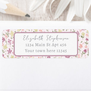 Simple Pink Flowers Baby Shower Return Address
