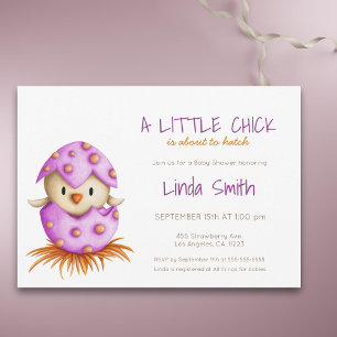 Simple Pink Girl Baby Bird Hatching Baby Shower Invitation