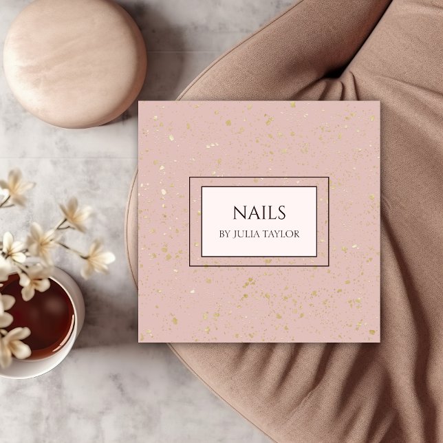 Simple Pink Glitter Nail Salon Manicurist Pastel Square Business Card (Creator Uploaded)