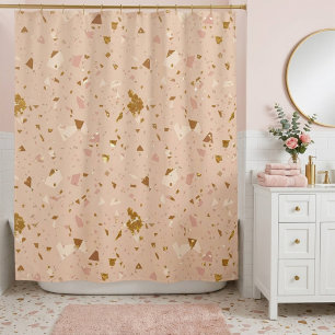 Simple Pink Glitter Shower Curtain