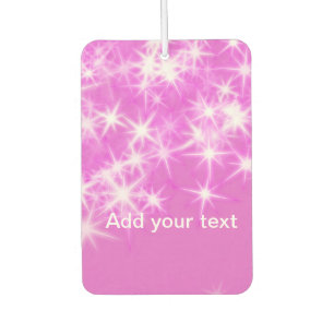 Simple pink glitter sparkle stars add your text t car air freshener