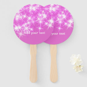 Simple pink glitter sparkle stars add your text  t hand fan