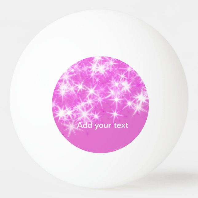 Simple pink glitter sparkle stars add your text  t ping pong ball (Front)