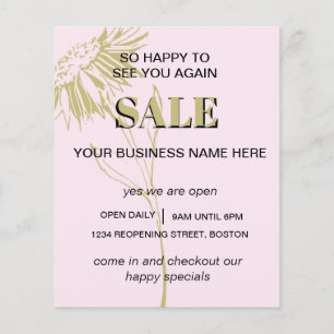 Simple Pink Gold Floral Business Sale Flyer