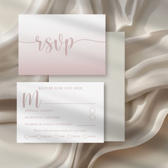 Simple Pink Gradient Calligraphy Wedding RSVP  Card (Creator Uploaded)