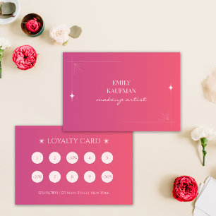 Simple Pink Gradient Makeup Artist Marketing Loyalty Card