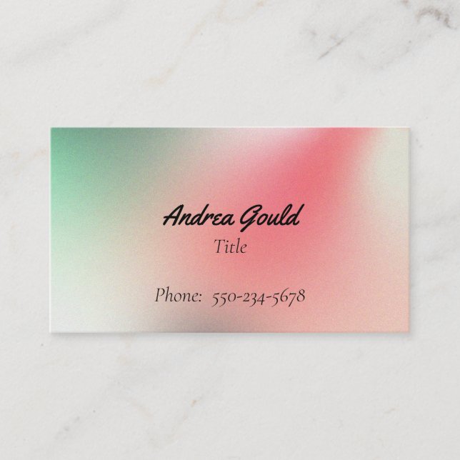 Simple Pink Green Gradient Business Card (Front)
