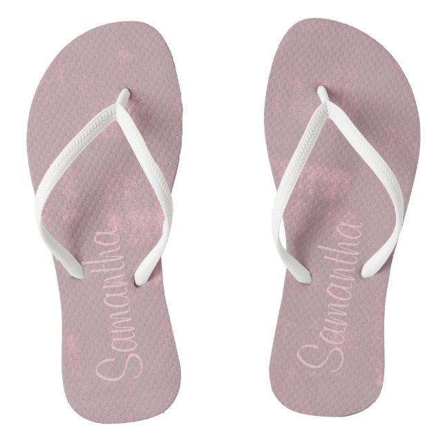 Simple Pink Grey Mallow Abstract Your Name Jandals (Footbed)