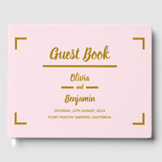 Simple Pink Handwritten Script Wedding Guest Book
