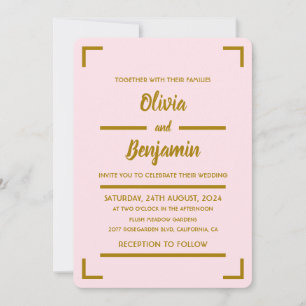 Simple Pink Handwritten Script Wedding Invitation