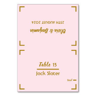 Simple Pink Handwritten Script Wedding Table Card
