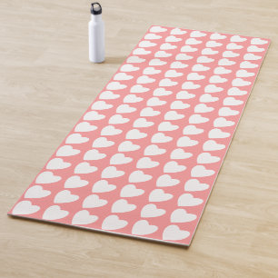 Simple Pink Heart Pattern Girly Yoga Mat