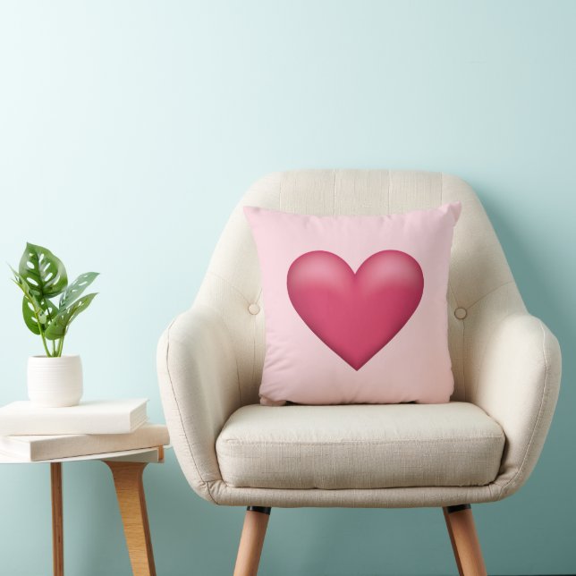 Simple Pink Heart Shape Illustration Cushion (Chair)