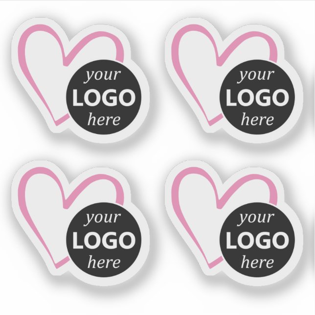 Simple Pink Heart Shaped Logo Picture Template  (Front)