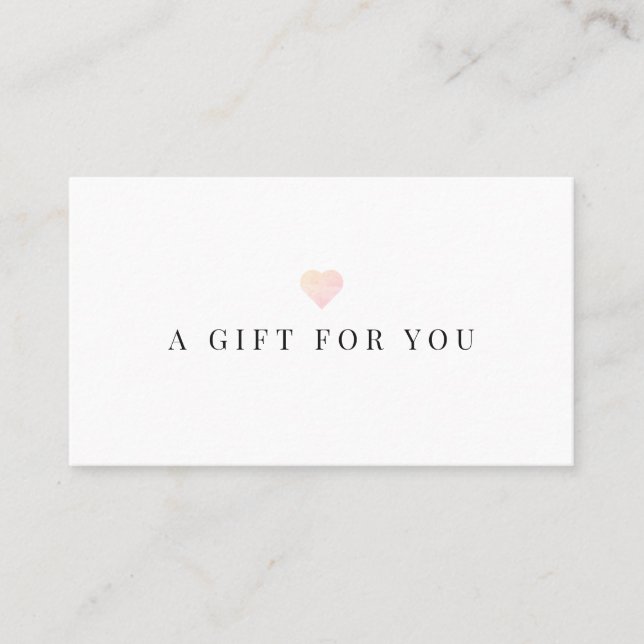 Simple Pink Heart White Gift Certificate (Front)