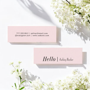 Simple Pink Hello Clean Minimal Mini Business Card