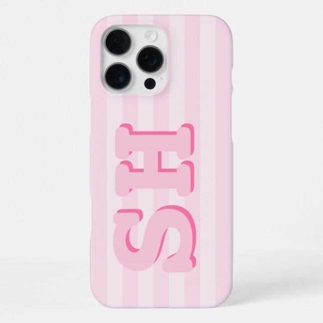 Simple Pink Initial Monogram iPhone Case (Back)