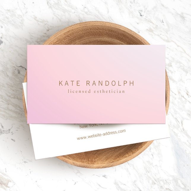 Simple Pink Lavender Ombre Aesthetician Business Card (Creator Uploaded)