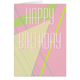 Simple Pink & Lime Green Geometric Birthday Card